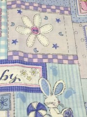 Baby Theme Blocks Pastel Blue Pink Yellow Directional 4Y Cotton Fabric