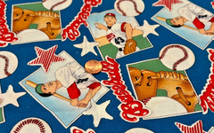 Baseball * Players * Gloves * on Blue * Robert Kaufman * 100% Cotton * 8″ x 21″