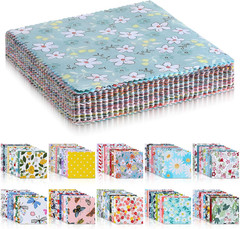 100 Pcs 5″X 5″ Charm Packs for Quilting, Precut Multi-Color Printed Floral Fabri