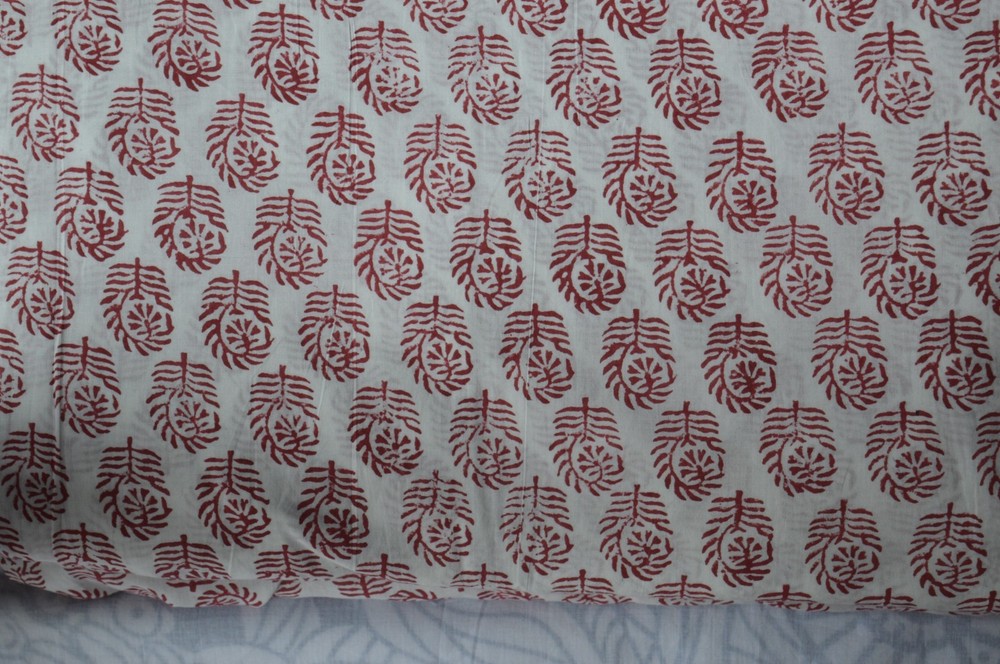NO TARRIF CHARGES 100%✅ZK_135 Hand Block Floral Print 100%Cotton 1 Yard Fabric*