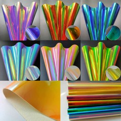 Holographic Jelly PU Leather Fabric Rainbow For Sewing Bag Clothing Material DIY