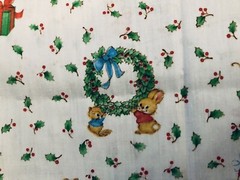 VTG Spring Mills Hallmark Christmas Critters Baby Animals Allover Toss BTFQ