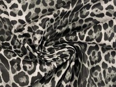 Faux Leather PU Vinyl Fabric Material LEOPARD PRINT GREY