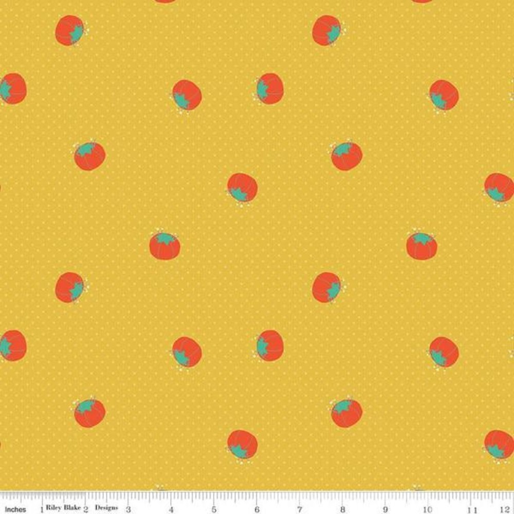 1/4 Yard 9”x42” Riley Blake “Hand Made” Pincushions Yellow Quilt Cotton