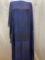 100% Silk Double Georgette Cobalt Blue Brown Gator Fabric 1 Yard 10″ Long 54″ W