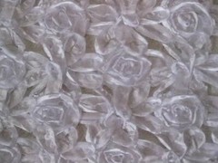 Satin Rosette White Fabric 3D Roses Sewing Crafting 22.5″L x 50″ W Ribbon Fabric
