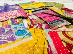 Boho Vintage Charm Pack: 50 pc Kantha Scrap Fat Quarter Bundle – Pre-Cut 6.5×6.5