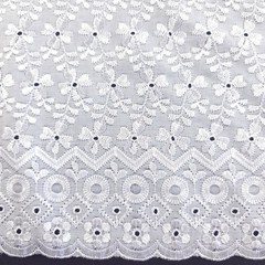 White Polycotton Eyelet Fabric Embroidered Floral Scalloped 40″ By the Fabric