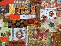 Thanksgiving Fall Autumn Fabric Scraps Quilting Slow Junk Journals Vintage – 30