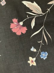 Jay Yang Pink Green Blue Floral Black Chintz Cotton Fabric 4 Yards
