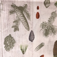 Woodland Pine Foliage Cotton Fabric 44″x36″ Precut Yard Rustic Woodgrain