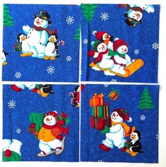 100 Quilt Fabric Squares 6.5″ x 6.5″ – Christmas – Santa, Bears, Snowmen, Rose