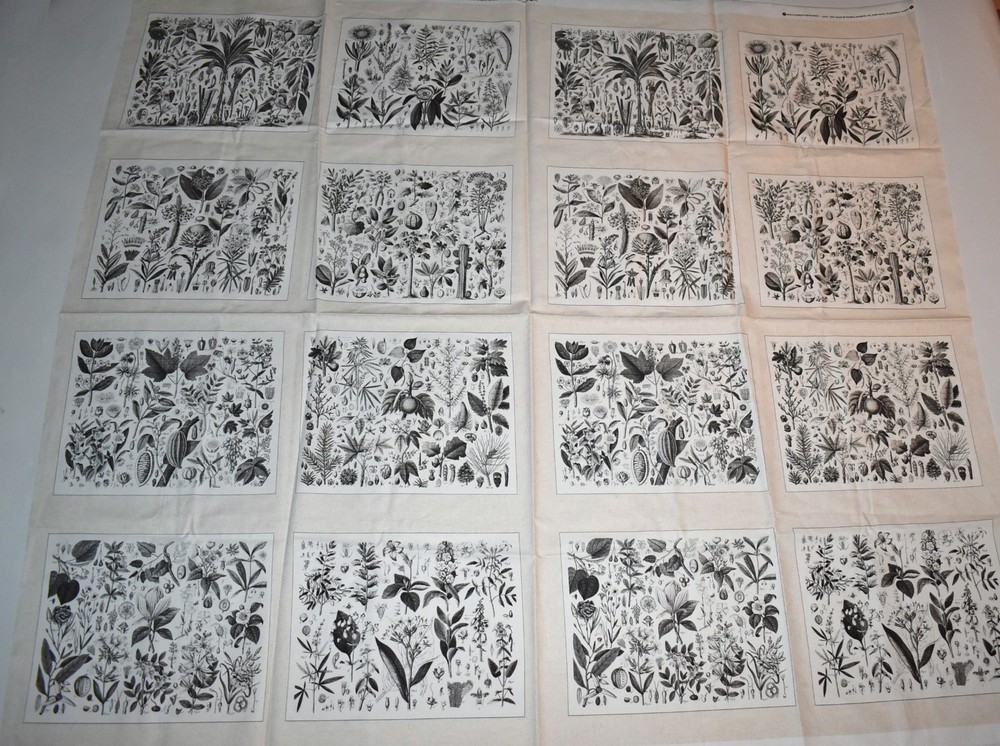 Andover Fabrics Cotton Fabric Panel Floral Botanical Quilt Blocks HTF OOP