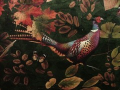 Curtain Upholstery Velvet Fabric “Pheasant Forest” Soft Furnishing Cushion Use
