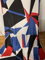 100% Silk Crepe De Chine Avant Garde Geometric Multi-color 2.5 Yds Long 46″ Wide