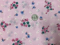 Vintage Flocked Pink Floral Eyelet Fabric 47 x 45 Flower Bouquets Opaque