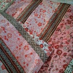 Vintage Style Pink Boho Floral Striped Cotton Knit Fabric 4.6 Yards 58″x168″