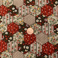 Vintage 80s QUILTED Patchwork Cheater Fabric Autumn Colors 20×40″ Remnant