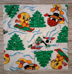 Looney Tunes Babies Tweety Sledding Fabric 10″x10″ Sewing Crafting Length Piece