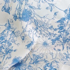 55” Wide By Yard China Blue White Floral Fabric Rayon Dress Robe Fabric Viscose