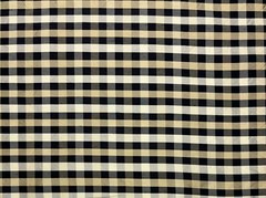 DUPIONI SMALL CHECK BLACK CREAM BEIGE 100% SILK MULTIPURPOSE FABRIC BY YARD 54″W