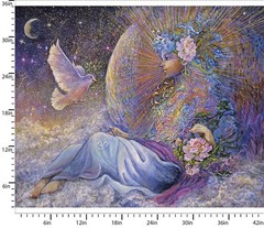 Angel Of Peace Doves in Flight Digitally Printed BTY Wishes Fabric