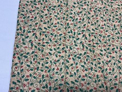 BUNDLED BUDDIES by SSI Green Holly Vines Red Berries on Gold Fabric 108in x 44in