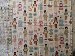 Paper Dolls Girls Cats Robert Kaufman Fabric Cotton BTFQ 18×22″