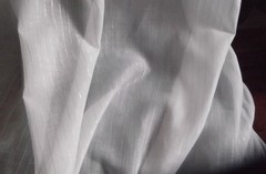WHITE COTTON VOILE FABRIC with SILVER LUREX PINSTRIPE, 150 cm wide, AUSTRALIAN