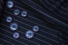Navy blue pinstripe with Iridescence effects Cotton suiting fabric & buttons.