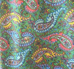 Vintage Green Paisley One Way Stretch Fabric 150cm wide x 1.3 meters