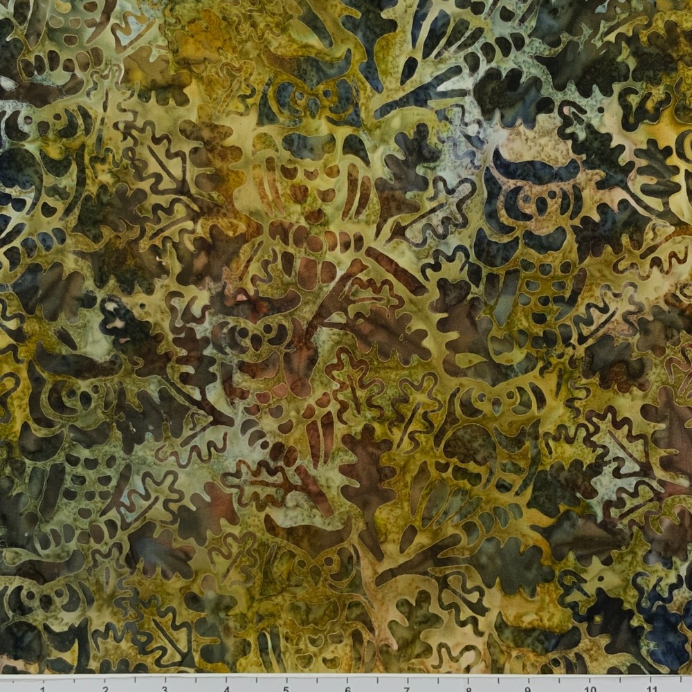 1 Yard Cut of Lunn Fabric Exclusive Owls in a Tree Batik 100% Cotton 3654 Earth