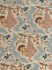 Vintage Unbranded Baby Bundle Themed Cotton Fabric Nursery 43” BTY Original