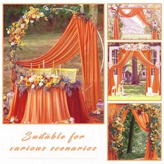 4 PCS Wedding Arch Draping Fabric 20 Ft x 28 Inch Orange Chiffon Sheer Drapes