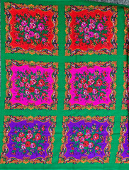 Bright Florals Green Background Fabric 4.25 Yards Unbranded Scarf Feel