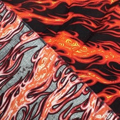 Orange Red Flames Black Cotton Fabric “Movin On” BTHalfY #52