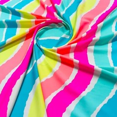 Spandex Rainbow Stripes Print 4-Way Stretch Fabric 60″wide Swimsuit By The Yard