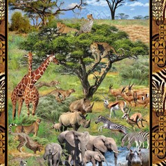 Patchwork Quilting Sewing Fabric Serengeti Plains Panel 62x110cm