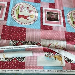 Holly Hobbie Valentines Pink Floral Heart Patchwork Quilting Treasures BTY