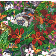 BTY DINING AL FRESCO Jungle Animals & Flora Print 100% Cotton Quilt Fabric YARD
