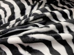 60″ Zebra Animal Pattern Short Pile Smooth Faux Fur Velboa S-Wave Fabric BTY