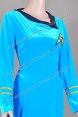 TOS Girls Duty Uniform Blue Dress For Star Trek Cosplay Costume Velvet