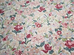 Placton Rounded Large Fabric Piece Multicolor Floral Linen? Cottagecore READ