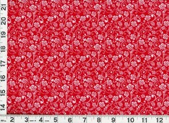 White Victorian Flowers & Curls on Red Quilting & Sewing Fabric by the Yard #c11