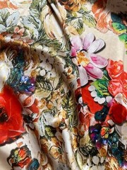 Authentic Top Italian designer Pure silk satin luxury dress Fabric . Silk 97% el