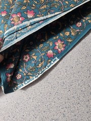 Ozark Calico Fabri-Quilt Vintage Floral Print On Teal Backround 1 Yard Fabric