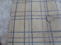 4386. Woven NUBBY BLUE PLAID on CREAM Cotton or Cotton Blend FABRIC-55″ x 3 yds.
