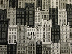 BIG CITY BUILDINGS NYC LONDON UK BLACK WHITE FABRIC BTHY