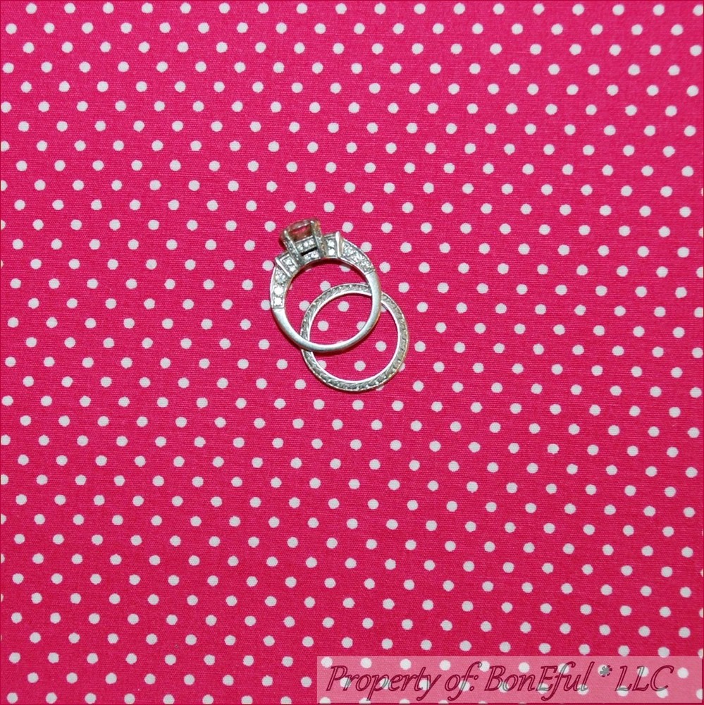 BonEful FABRIC FQ Cotton Quilt Pink White Tiny Small Little Pin Polka Dot Minnie