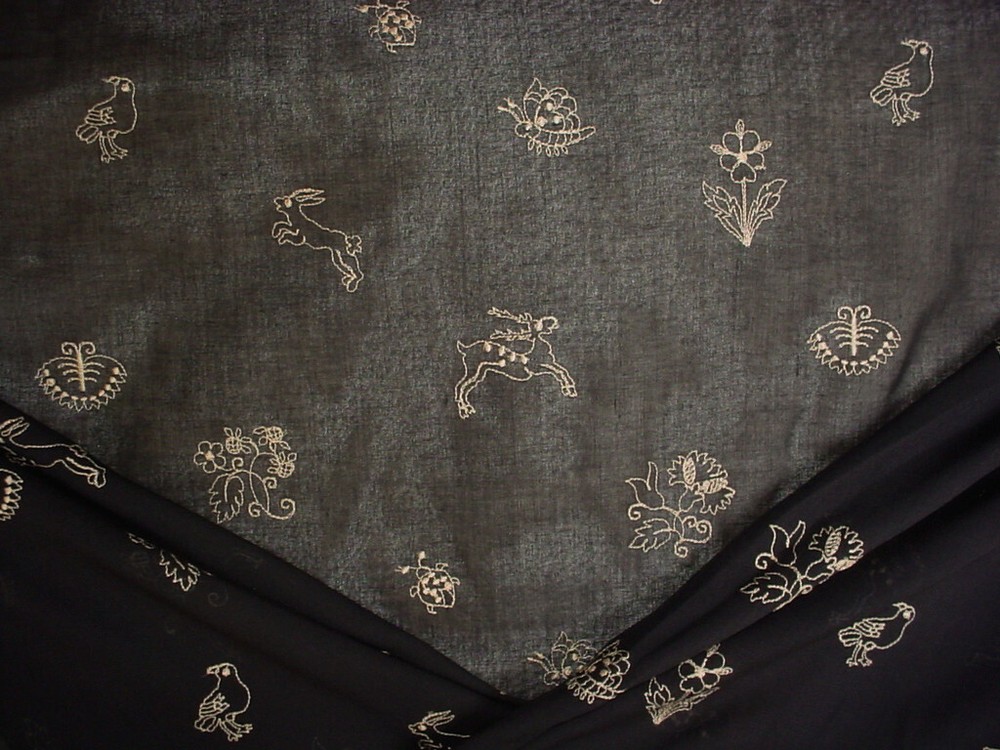 7Y GP & J Baker V6014 Animalium Black Sheer Embroidered Animal Upholstery Fabric